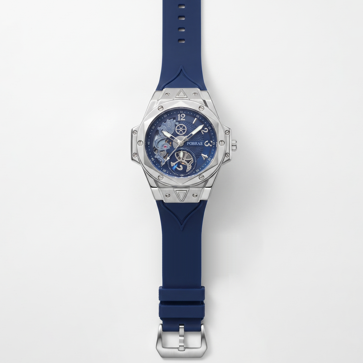 FOBRAS Luxury Ocean Blue Automatic Skeleton Watch for Men