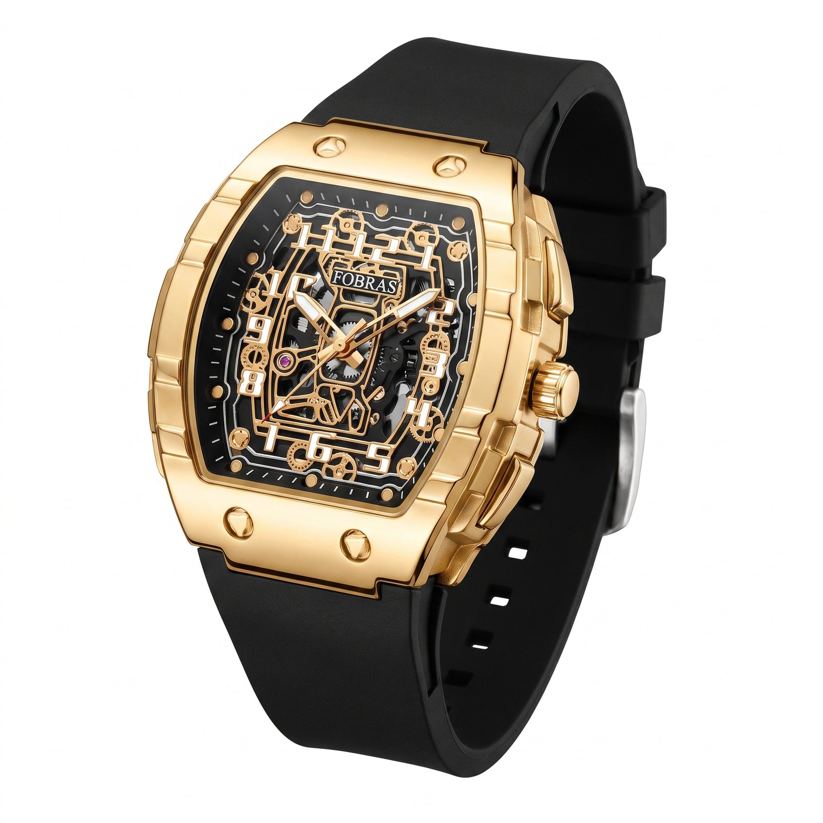 FOBRAS Luxury Royal Gold Automatic Skeleton Watch for Men