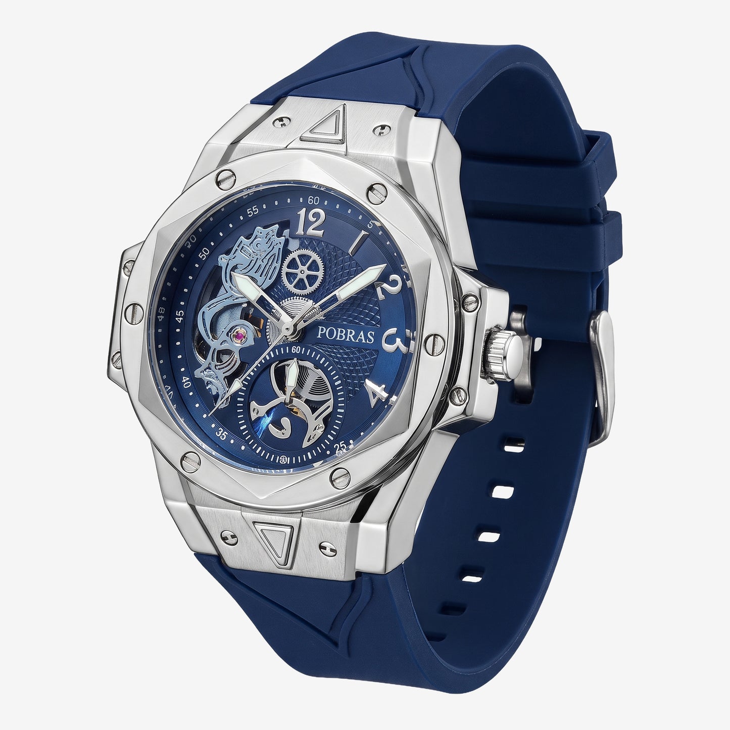FOBRAS Luxury Ocean Blue Automatic Skeleton Watch for Men