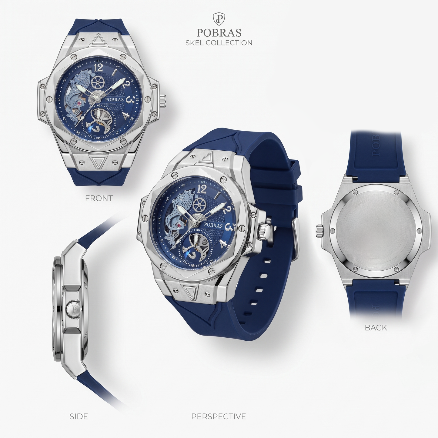 FOBRAS Luxury Ocean Blue Automatic Skeleton Watch for Men