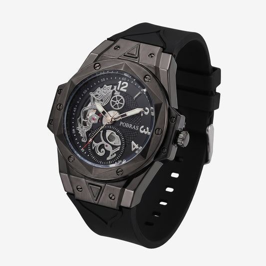 FOBRAS Luxury Shadow Black Automatic Skeleton Watch for Men