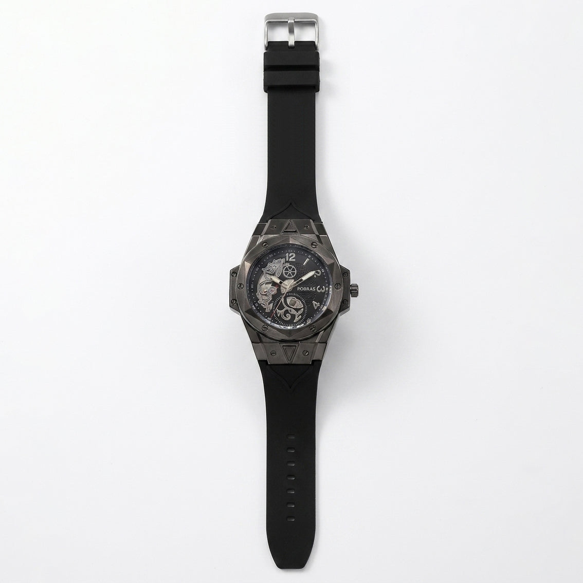 FOBRAS Luxury Shadow Black Automatic Skeleton Watch for Men