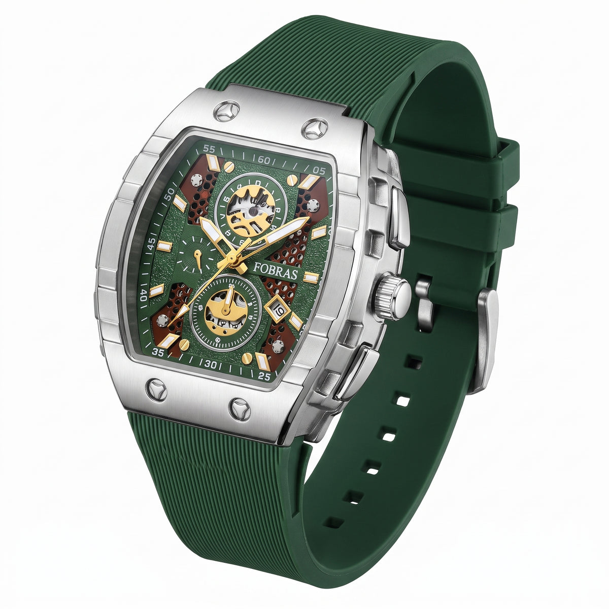 FOBRAS Luxury Black Automatic Skeleton Watch for Men