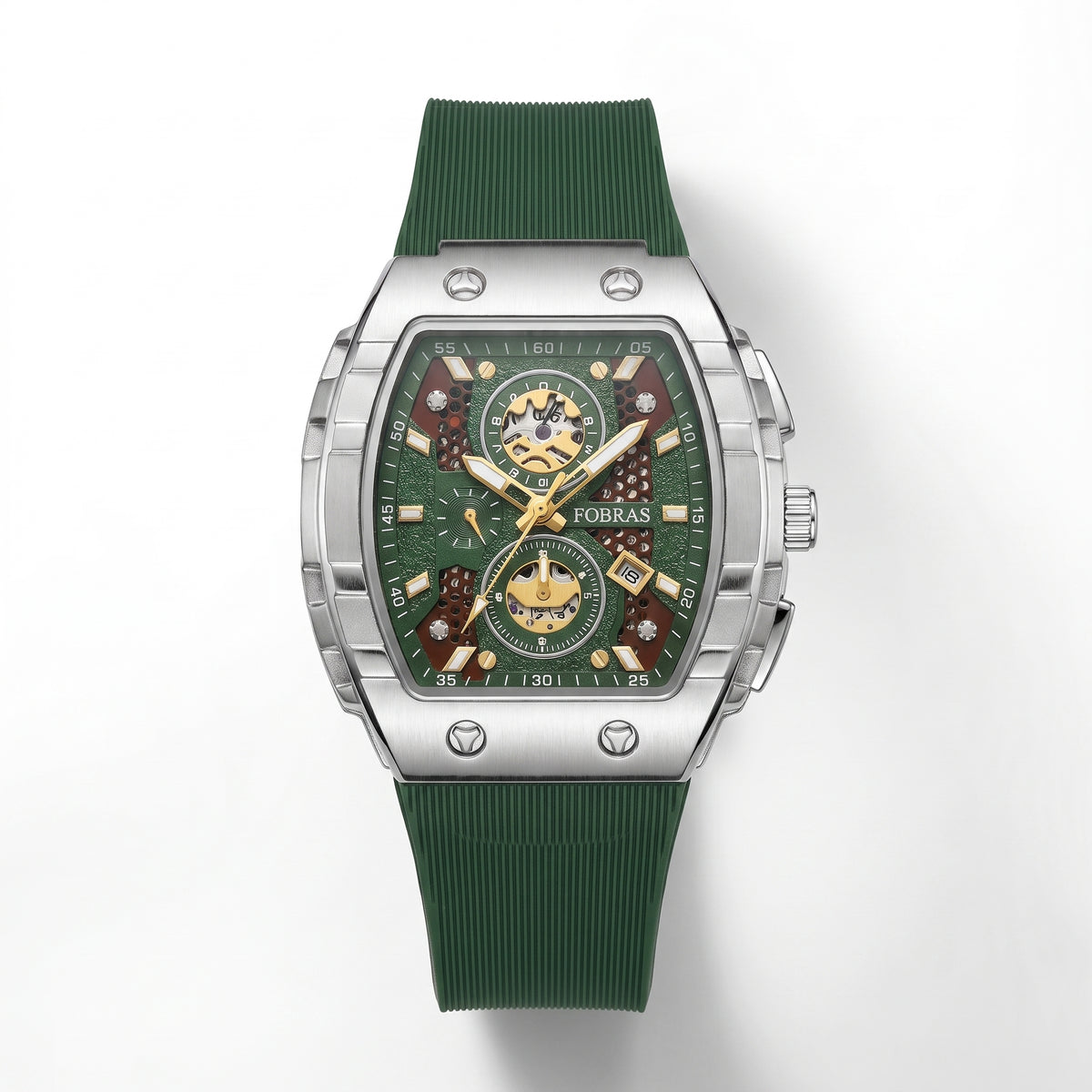 FOBRAS Luxury Black Automatic Skeleton Watch for Men