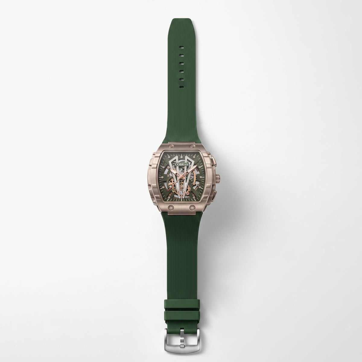 FOBRAS Luxury Gun Metal Grey Automatic Skeleton Watch for Men