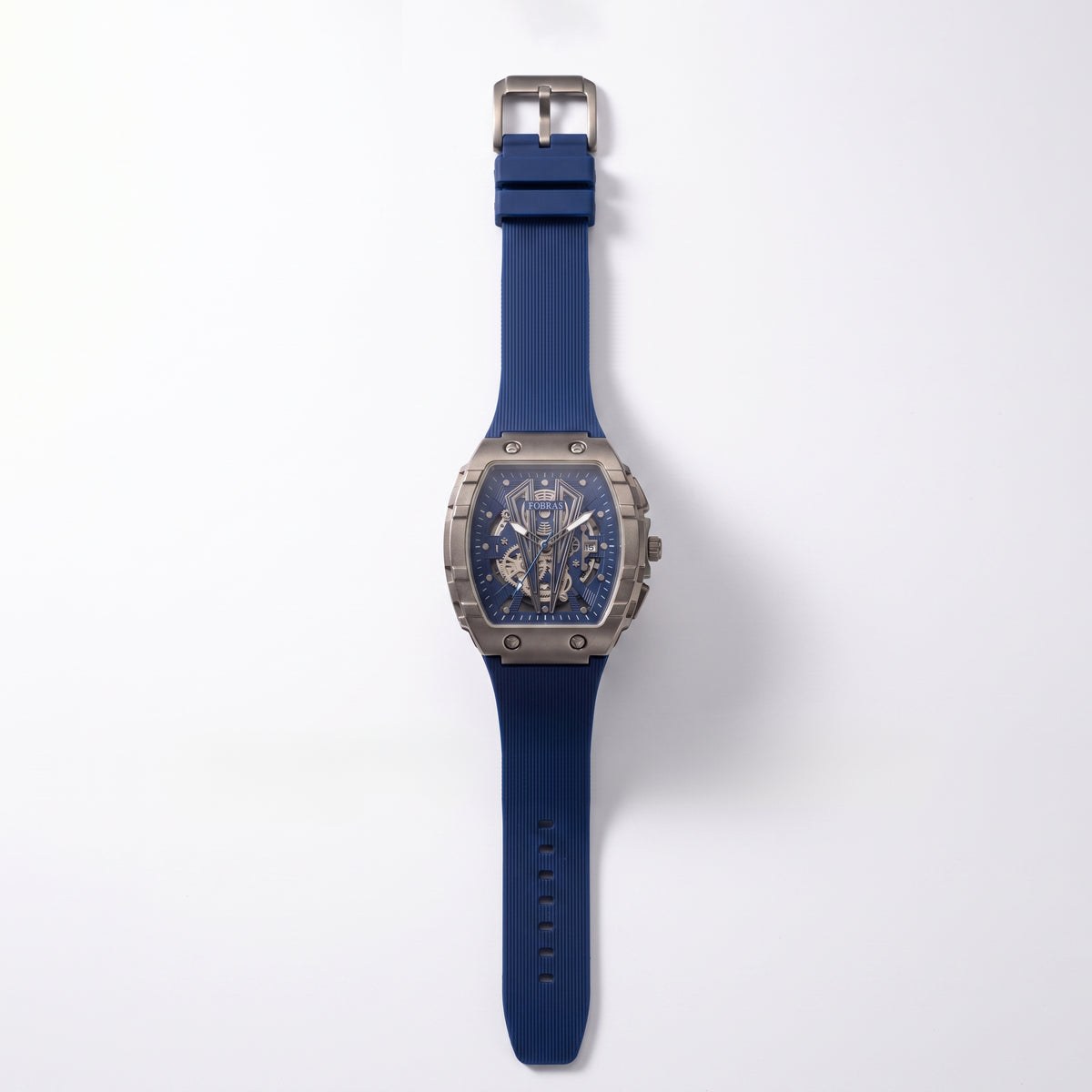 FOBRAS Luxury Gun Metal Grey Automatic Skeleton Watch for Men