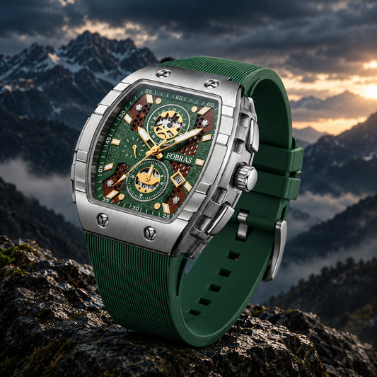 FOBRAS Luxury Black Automatic Skeleton Watch for Men