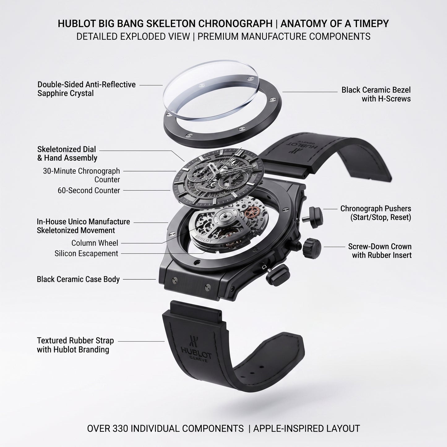 Hublot Luxury Watch For Men (Black)