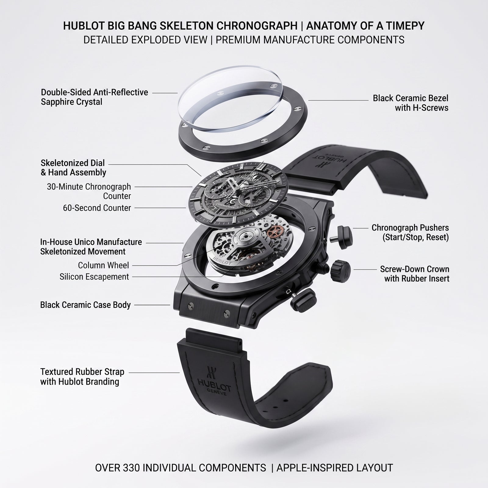 Hublot Luxury Watch For Men (Black)