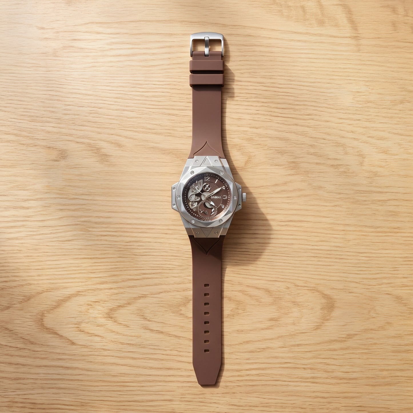 FOBRAS® The Elementum – Silver & Tobacco Brown Watch For Men