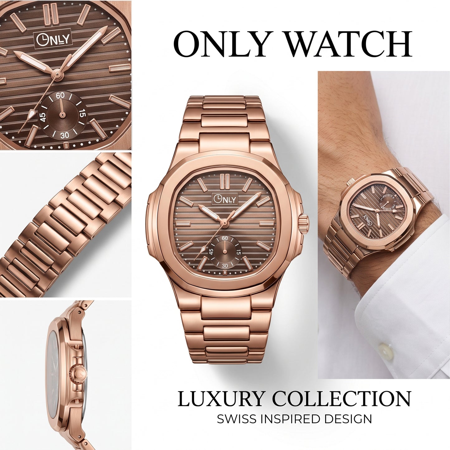 ONLY® Prestige-X Luxury Rose Gold Watch For Men