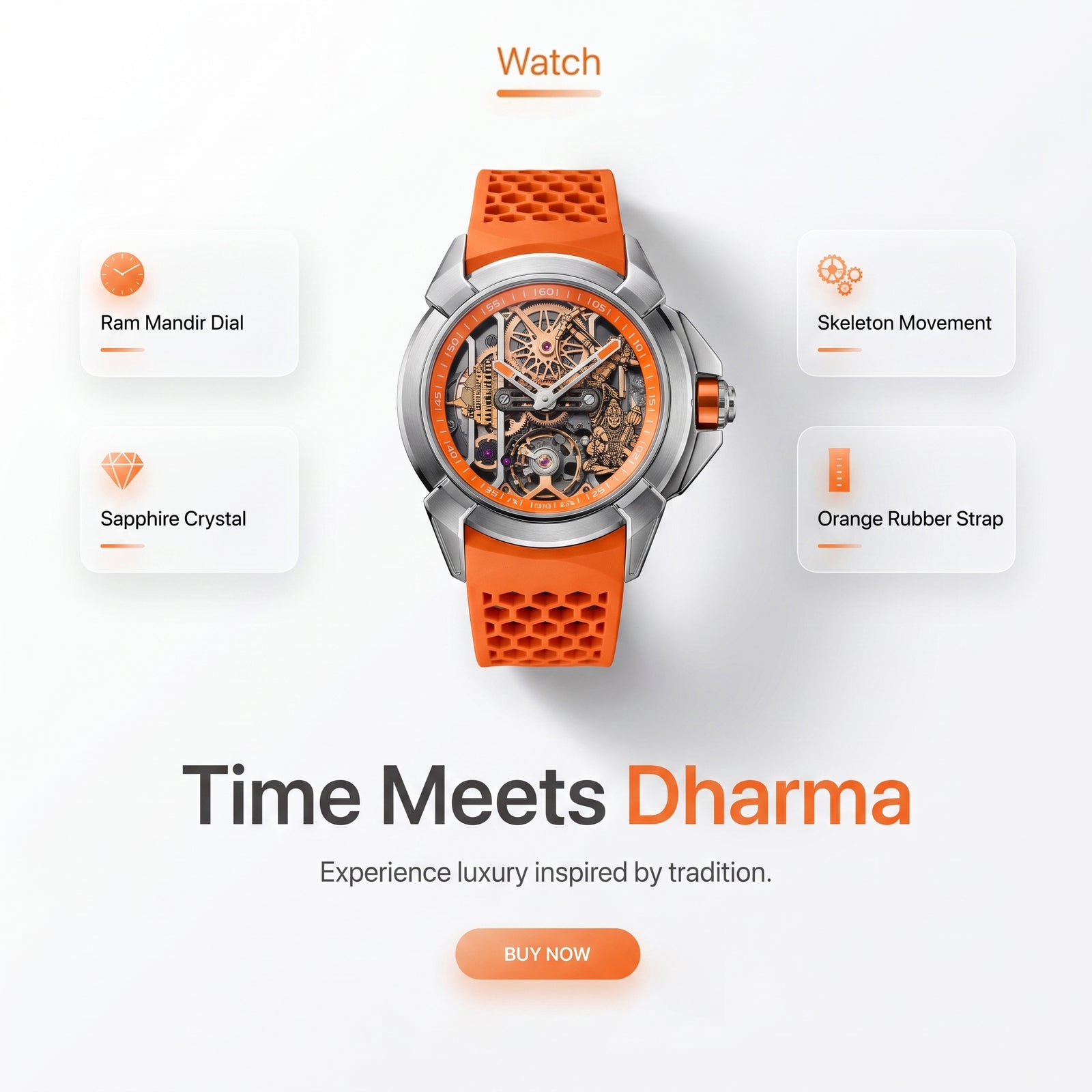 The Ayodhya Chronograph: Raghuvanshi Heritage Saffron Watch