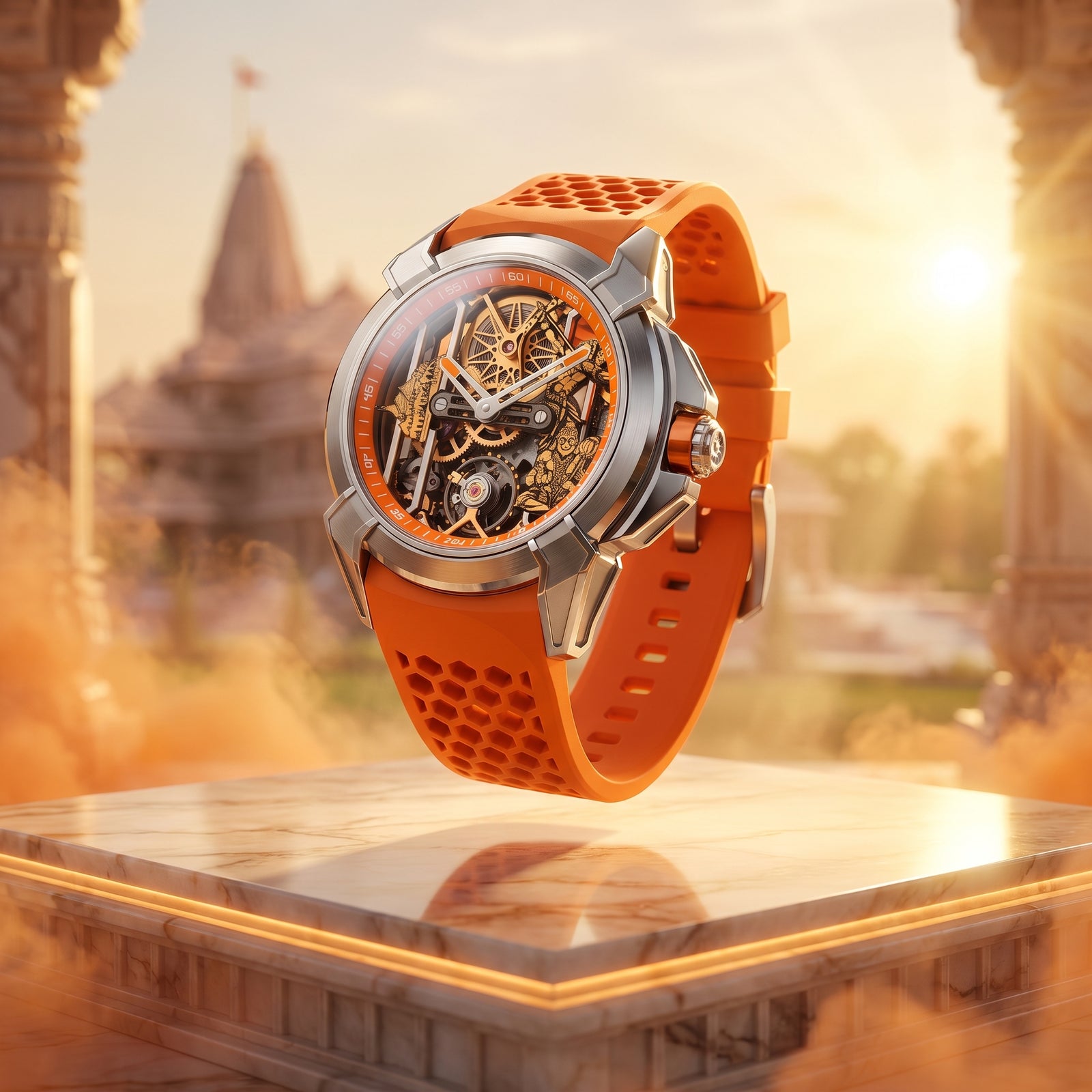 The Ayodhya Chronograph: Raghuvanshi Heritage Saffron Watch
