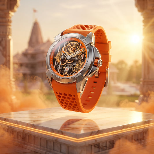 The Ayodhya Chronograph: Raghuvanshi Heritage Saffron Watch