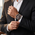 FOBRAS Luxury Black Automatic Skeleton Watch for Men