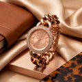 Rose Gold Tortoiseshell Crystal Chain Bracelet Watch